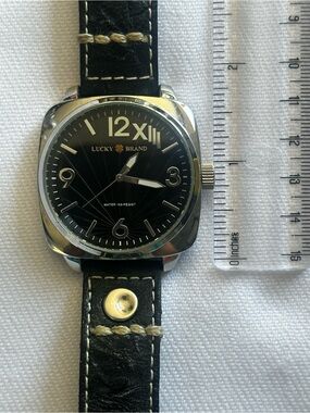 Lucky Brand Black Dial Watch with Black Leather Strap